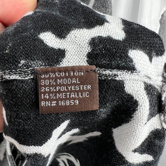 J. McLaughlin metallic tunic sweater Scandinavian twig design stretch silver S - Picture 6 of 8